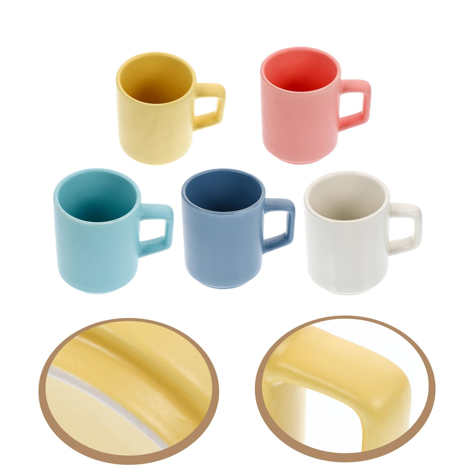 KALLORY Set da 5 Tazze in Ceramica Manico, Assorbimento Acqua Ridotto e Design Creativo, Perfette per Caffè, Tè e Bevande Quotidiane