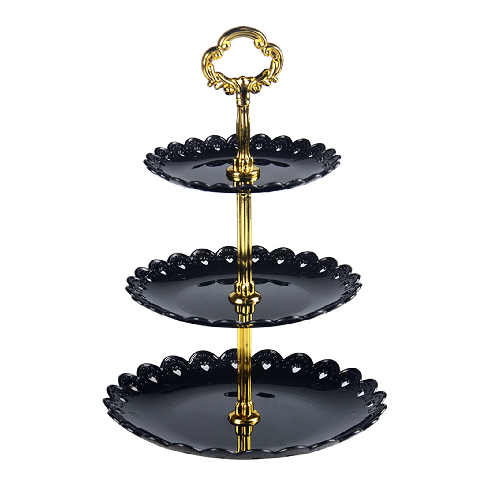 DUBENS 3 Animal Plastic Cake Stand, White Dessert Cupcake Stand, Pastry Candy Fruit Cookie Serving Tray Plate Holder for Wedding, Birthday Party, Halloween (Black)