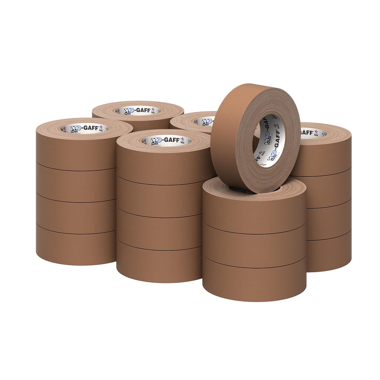 2" Pro Gaff Gaffers Tape 55 yards length tan matte. Premium Heavy-Duty Gaffers Tape trusted by professional Gaffers. Made in the USA. Holds Tight,