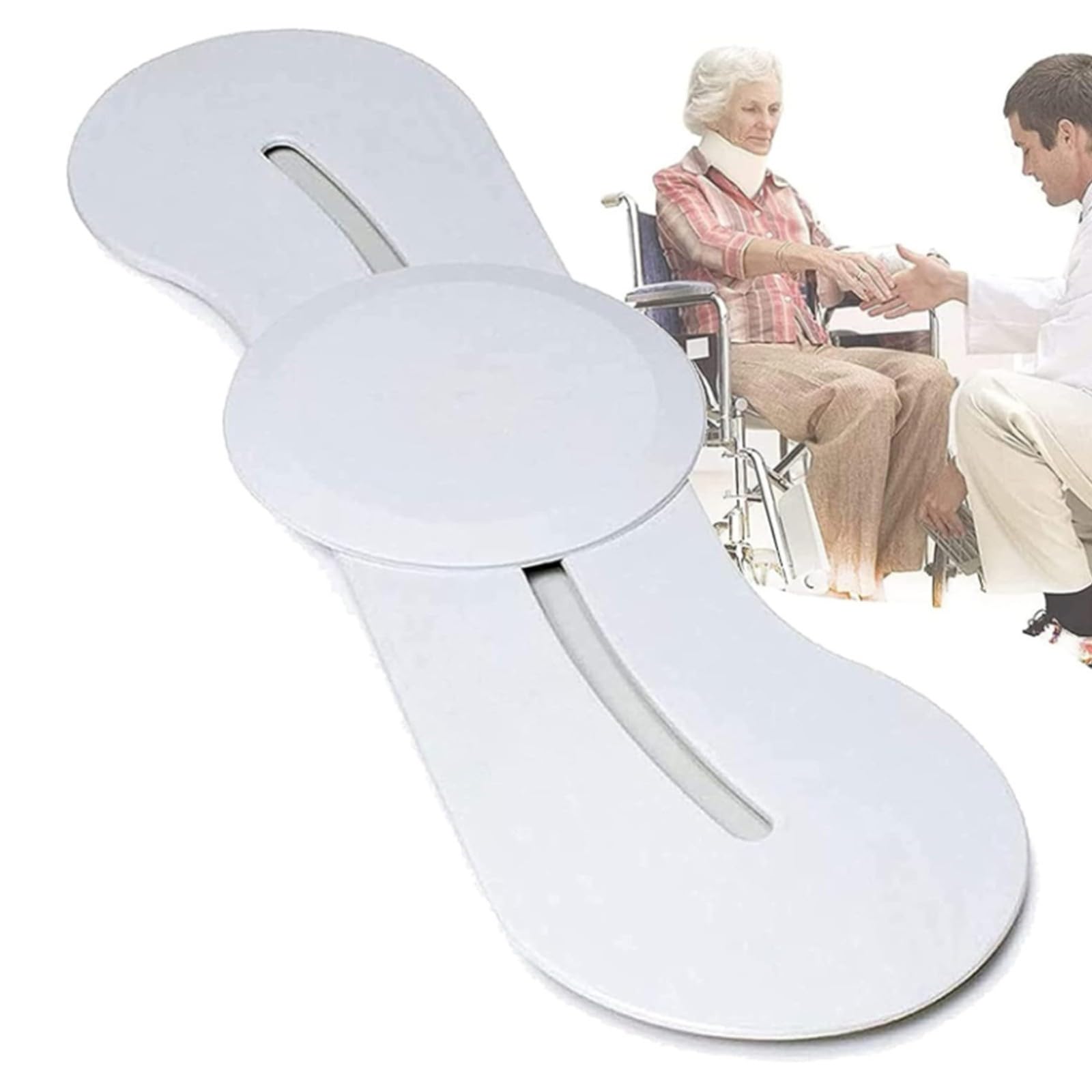 Slide Transfer Board, Gekrümmte Schiebetübertragungsbrett Easy Rollstuhl Gleitbrett Mit Drehscheibe, Pflege Rutschbrett, Umsetzhilfe Für Transfers Zwischen Rollstuhl, Bett, Auto, Bis 180 Kg