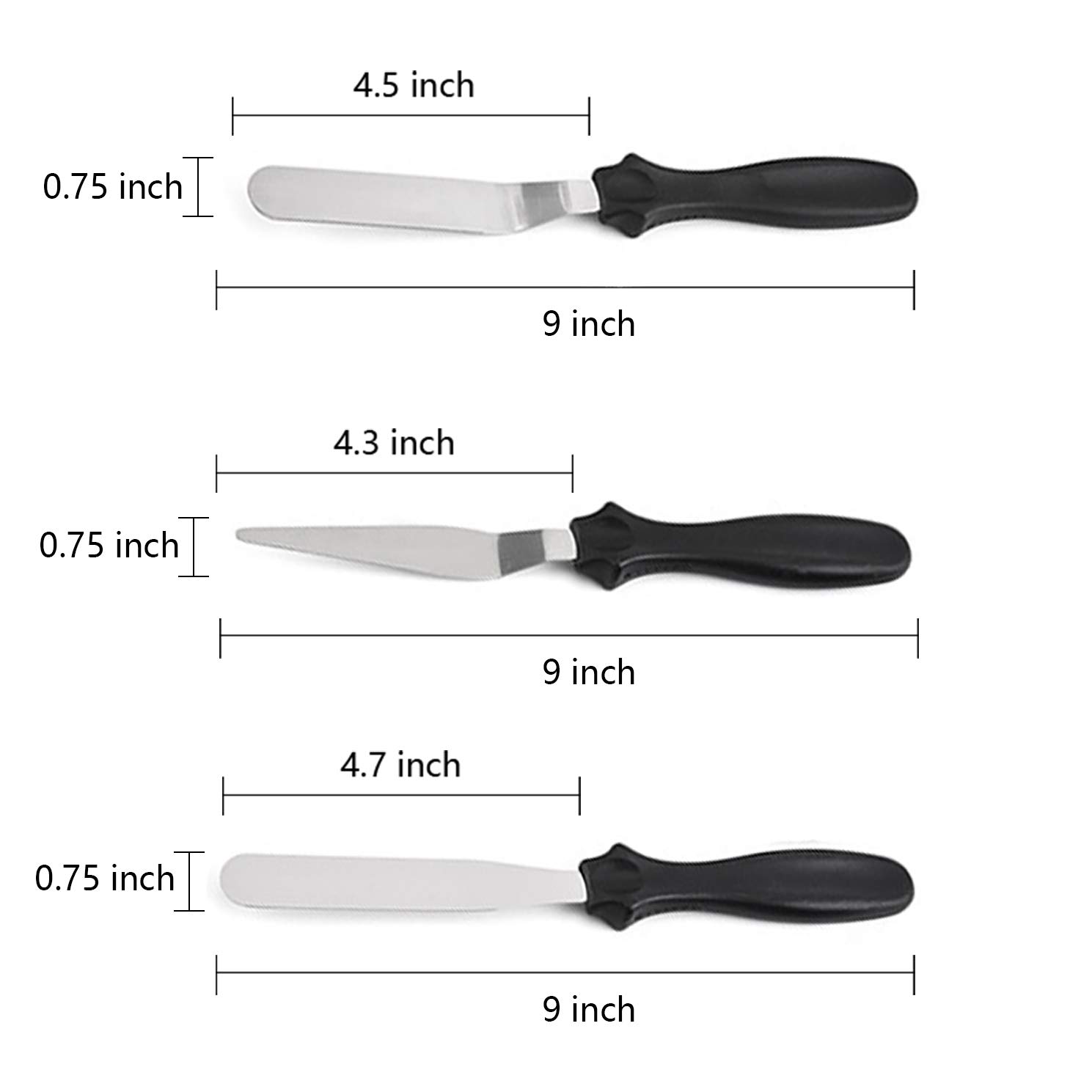 Set Spatole Per Glassa In Acciaio Inox - 3 Spatole + 3 Raschietti Plastica Per Decorazione Torte - Foto 8