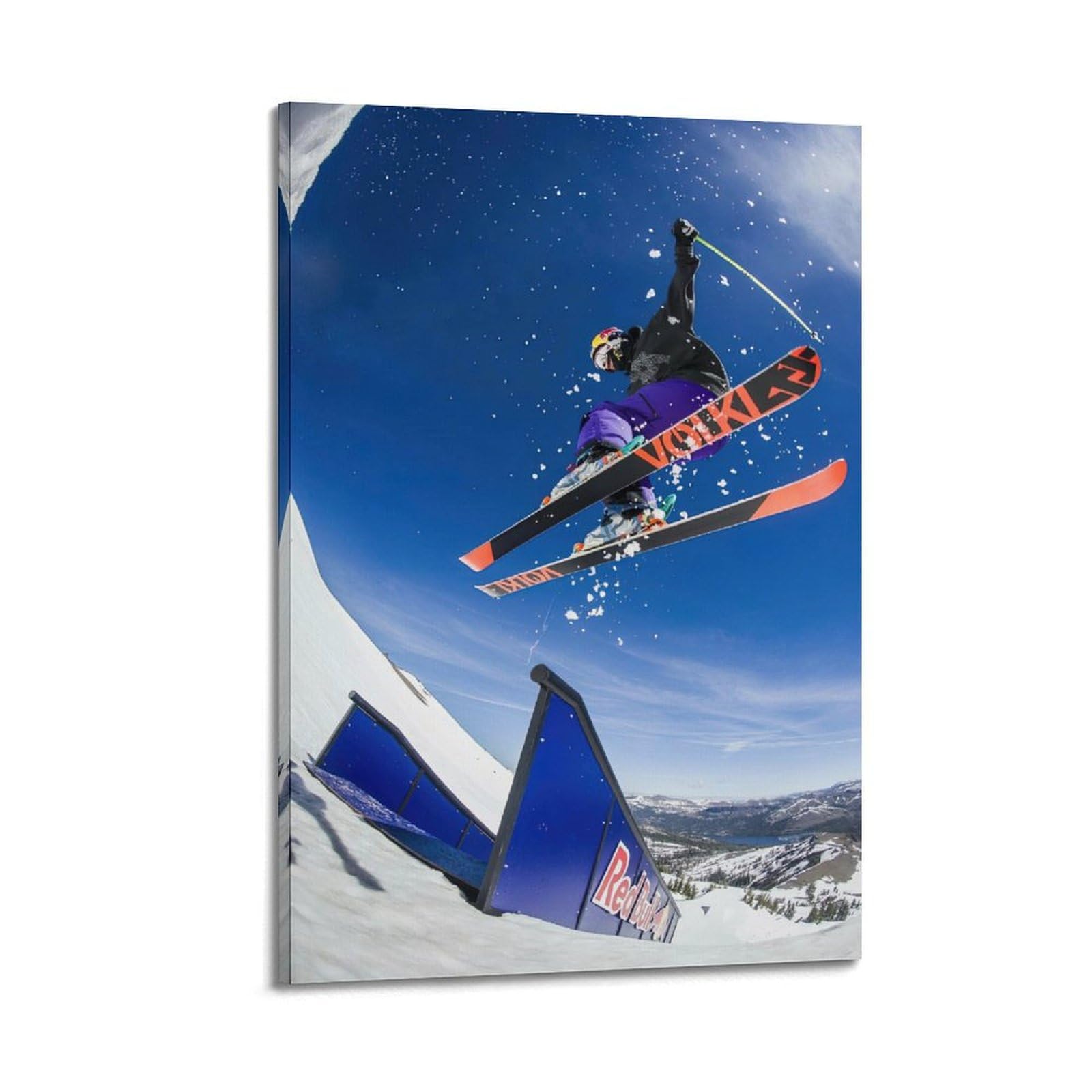 WGJYMX Stampa su tela, stile documentario sportivo cascate da sci sulla neve, decorazione da parete moderna per camera da letto, 50 x 75 cm