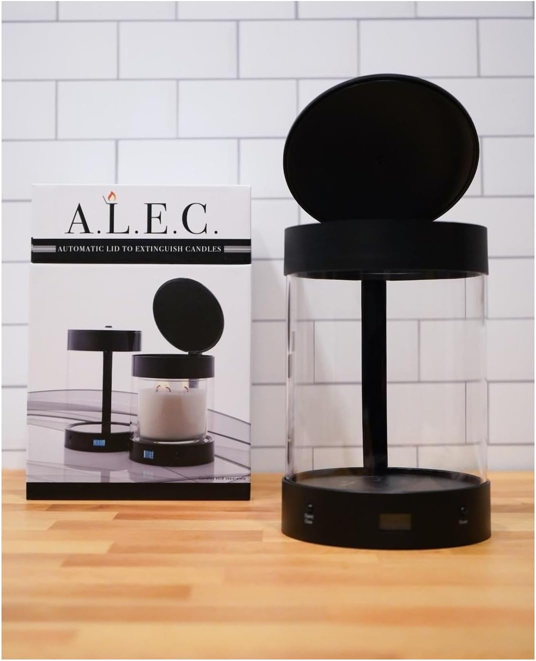 ALEC New & Improved Glass Model Automatic Candle Holder & Extinguisher with