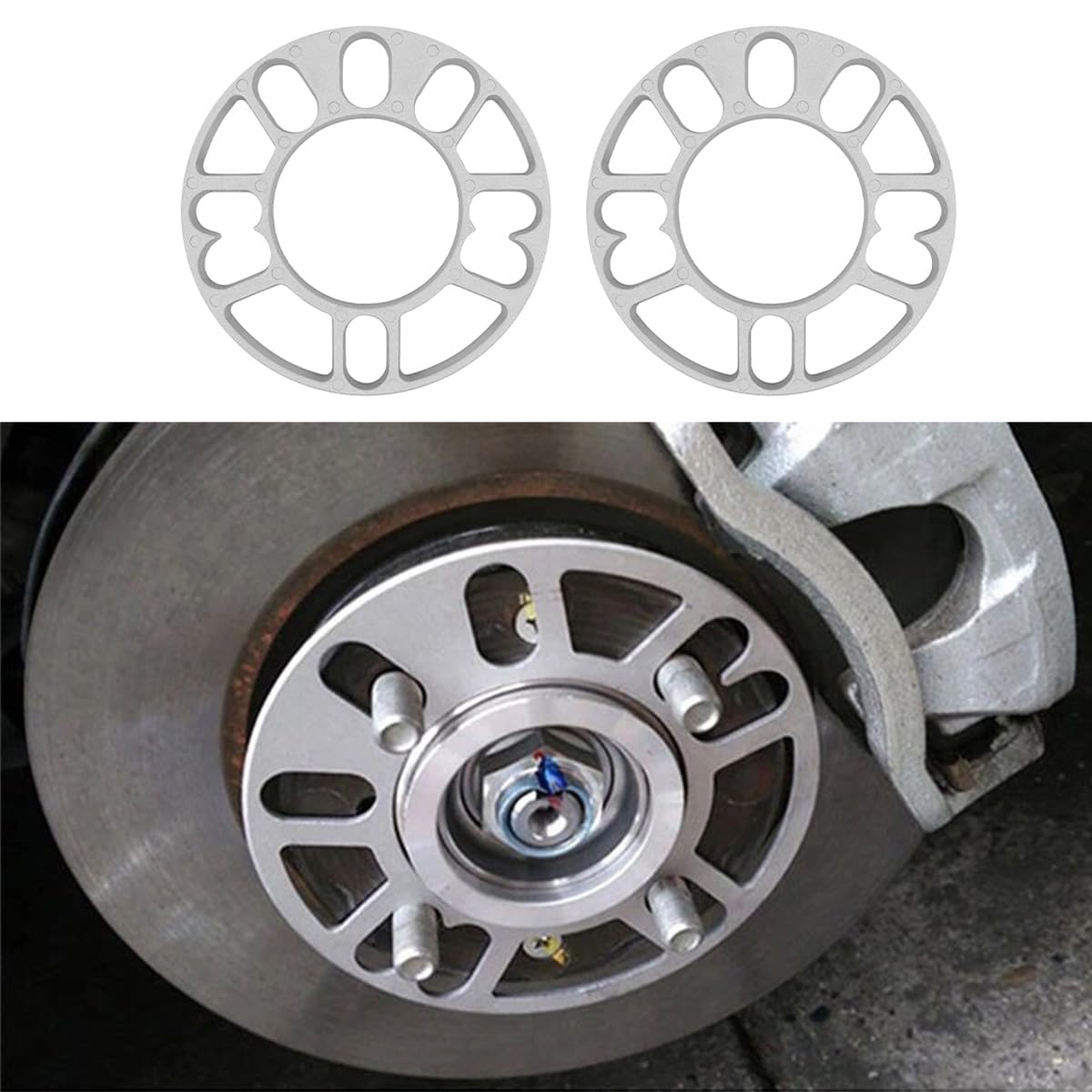 Confezione da 4 distanziali per Ruote da 10 mm, in Lega di Alluminio, 4 e 5 perni, distanziali universali, Foro Centrale da 78 mm, PCD da 100 mm a 120 mm