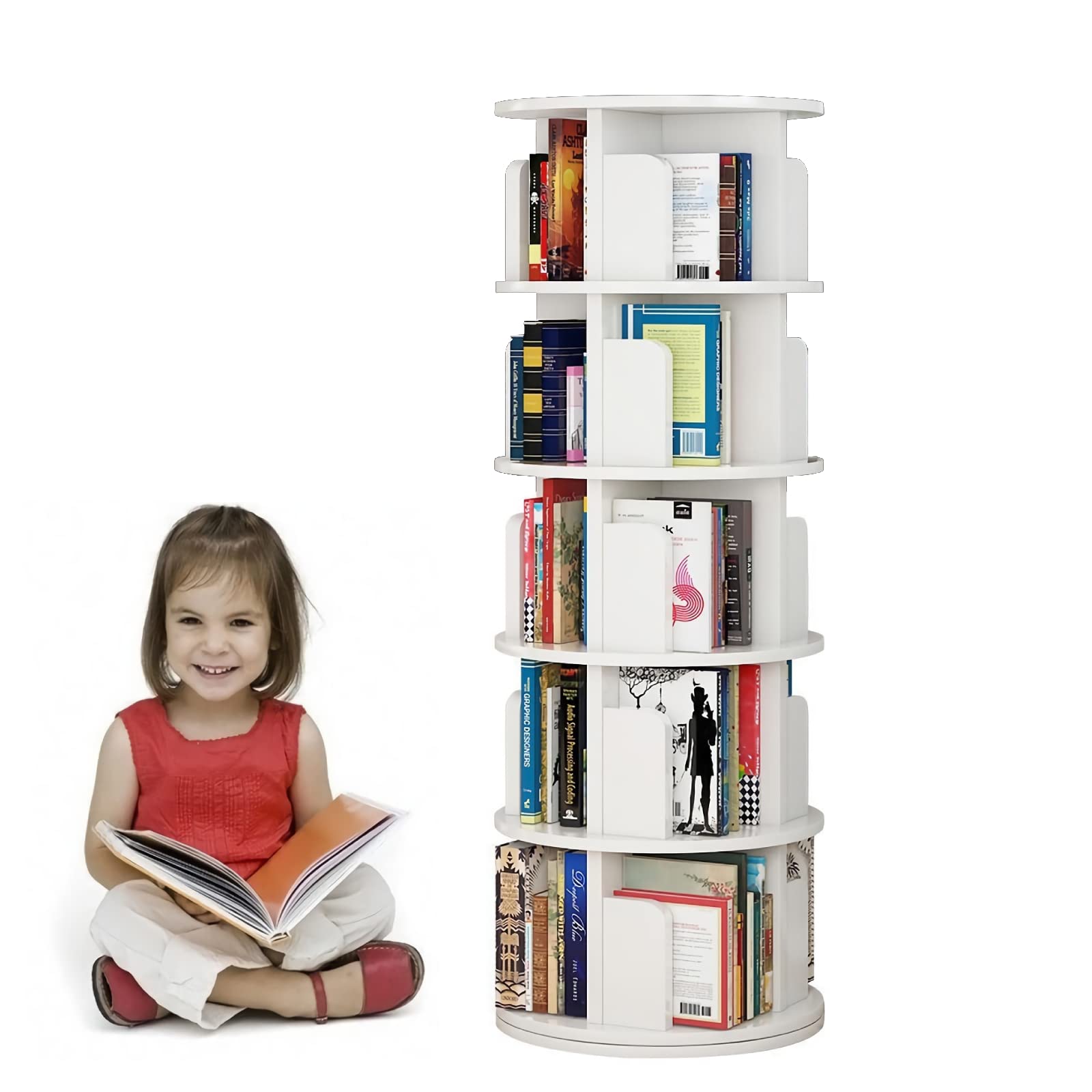 Buy tonchean Rotating Bookshelf Tower 5 Tier Spinning Bookshelf 360