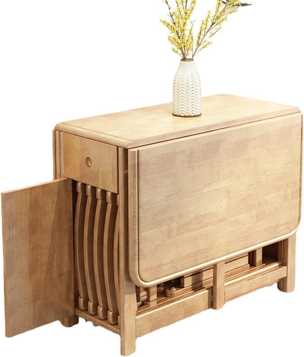 Mobile Butterfly Folding Dining Tables, Drop Leaf Table with Drawer