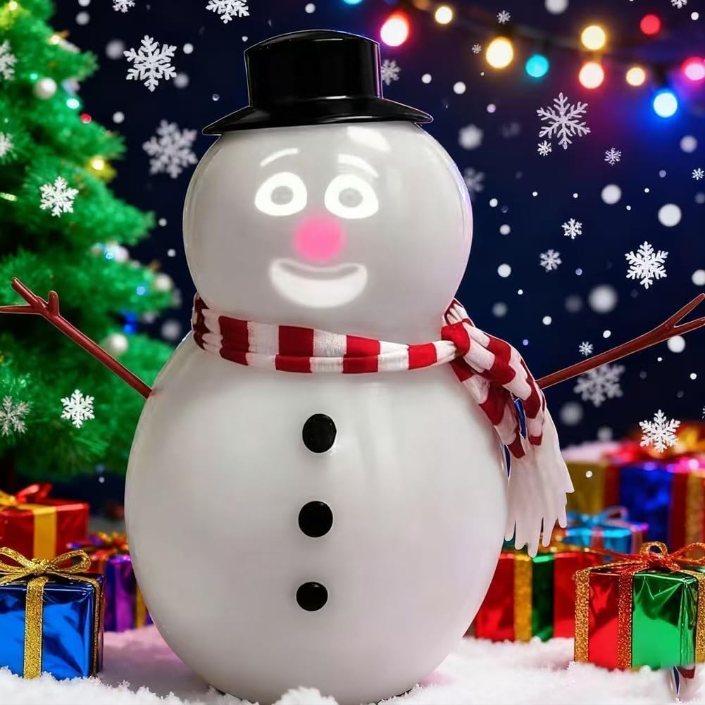 Ginger Tech White Talking Animated Blink Snowman With Built In Projector & Speaker, Interactive Dancing And Singing Christmas Snowman Decorations, Cute Christmas Decor, Usb Or Battery Powered
