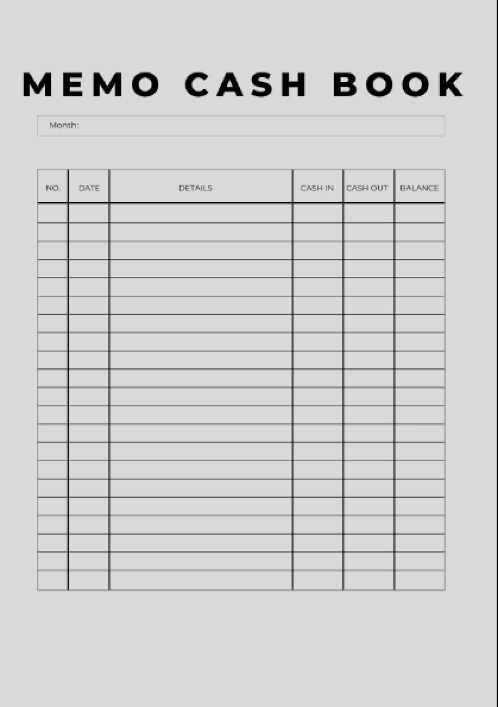 Memo Cash Book: Petty Cash Book. Simple Ledger. Journal for Small Business - A5