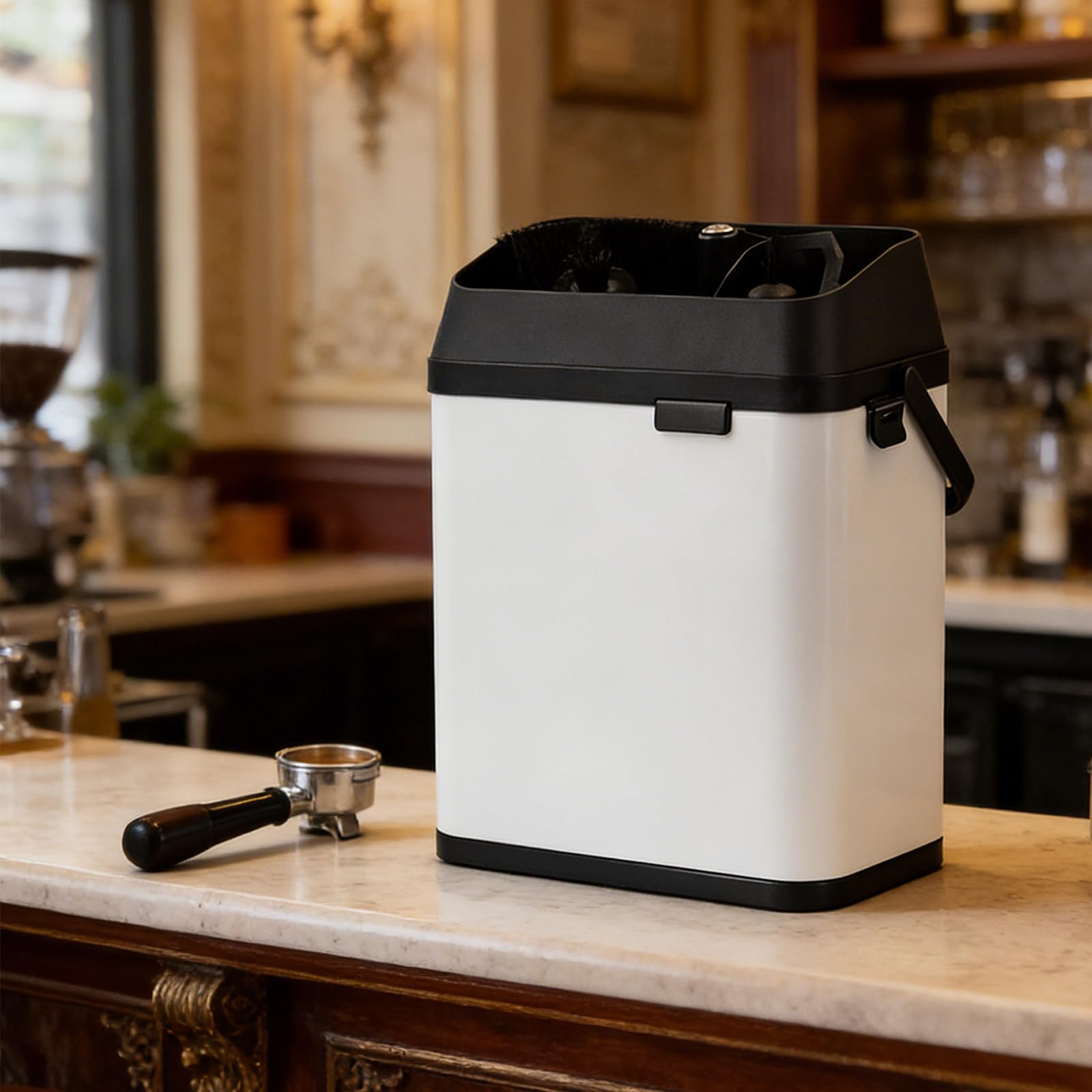Nettoyeur de Porte-Filtre Expresso Électrique, avec 2 Raspateurs 58 mm, pour Limpiar Café Expresso, Usage Café et Domicile Black