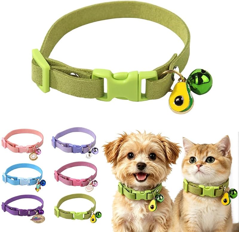 Coleira para Cães e Gatos com Sino em Veludo Macio Verde WeimoMonkey (XXS)