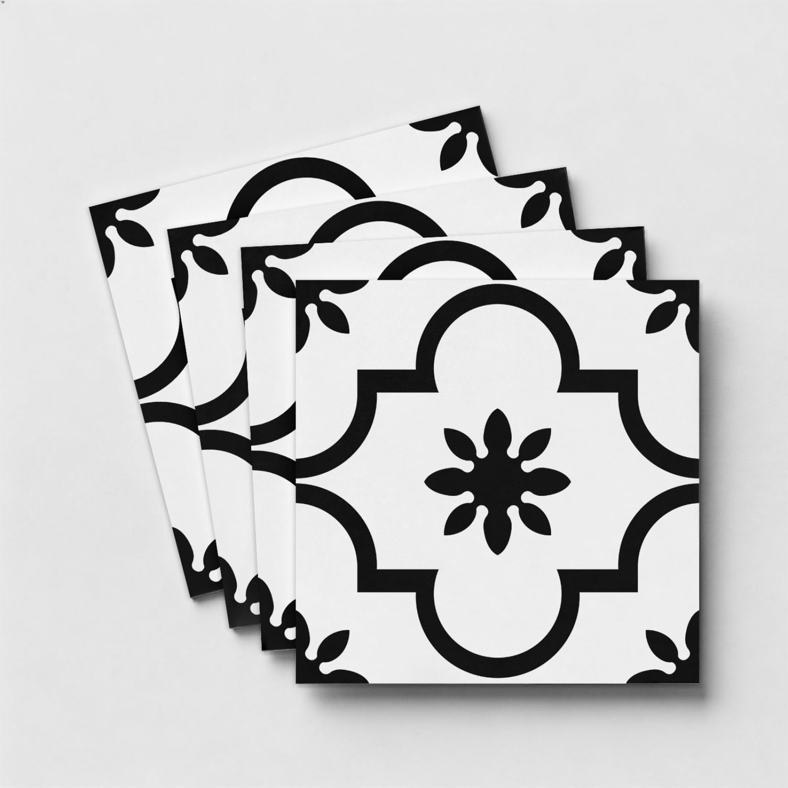Stick on Kitchen Tiles Black White Patterns Self Adhesive Wall Tiles PVC for Fireplace Surround Furniture Decoration Kitchen Backsplash Bathroom Tile Stickers Waterproof