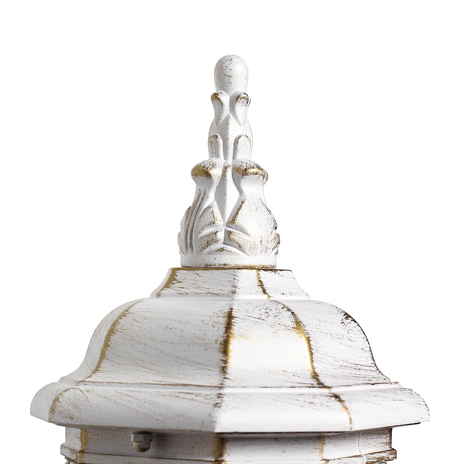 Lampada da parete esterna Brest a forma di lanterna con braccio bianco oro stile rustico retrò E27 IP44 ideale per giardino, terrazzo, cortile