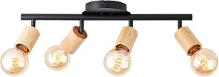 Brilliant Tiffany - Lámpara de tubo de 4 focos, color negro mate/marrón natural, 4 x A60, E27, 28 W