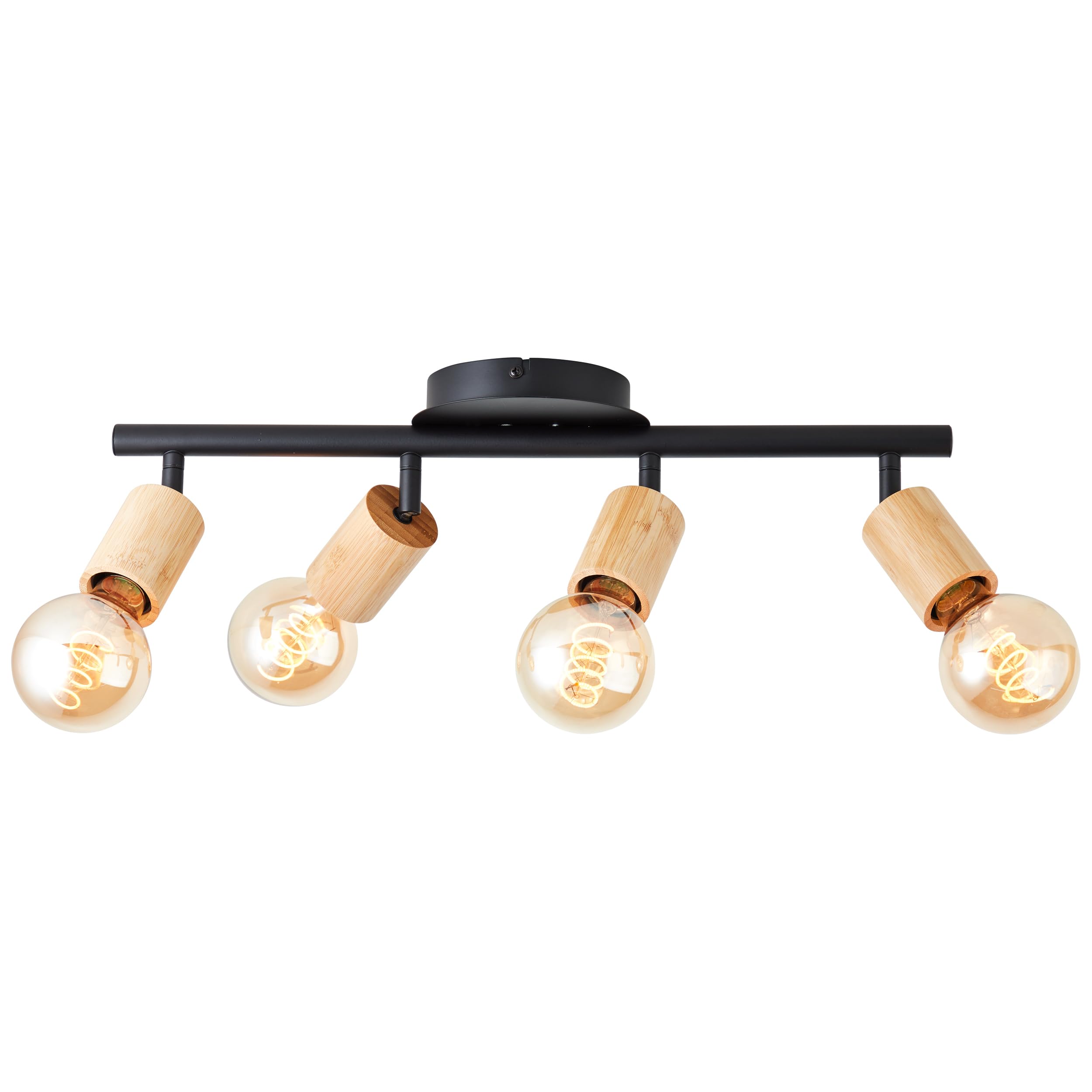 Brilliant Tiffany - Lámpara de tubo de 4 focos, color negro mate/marrón natural, 4 x A60, E27, 28 W