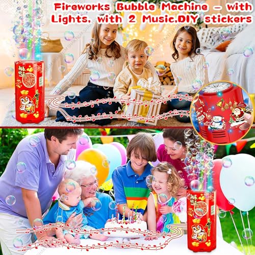 Image of SHAKTISM Tower Bubble Maker Machine, Automatic Bubble Blower for Kids & Parties, Toys with Lights & Sounds Fireworks Effect for Outdoor Indoor Party Wedding Lawn Decoration, Red