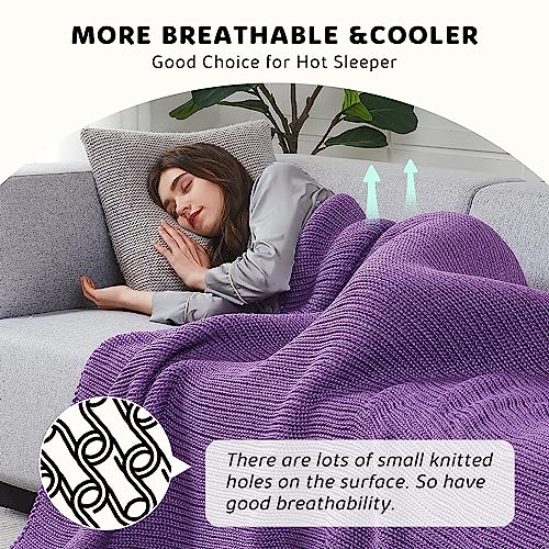 L'AGRATY Knitted Weighted Blanket - 50"x60" 10lbs Cooling Chunky Knit Heavy Blanket for Adults Braided Crochet Throw Thick Cable Yarn Knit Decorative No Beads Evenly Weighted Machine Washable
