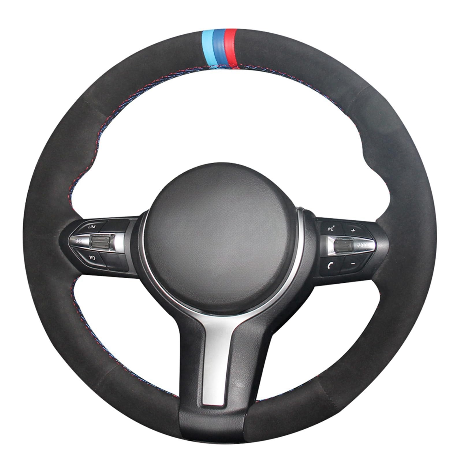 MEWANT (1.4mm Thickness) Black Suede Car Steering Wheel Cover for BMW F87 M2 2015-2017 F80 M3 2014-2017 F82 M4 2014-2017 M5 F12 F13 M6 F85