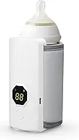 Aquecedor de Mamadeira Portátil Sem Fio Recarregável USB com Visor LCD e Controle de Temperatura, Compatível com Mamadeiras até 6,5 cm