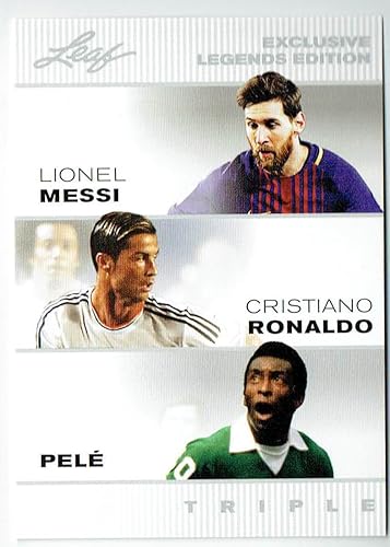 Miniatura 1 de 1) Mint The Triple! Lionel Messi Pele Ronaldo 2022 Leaf Legends Card #LM-CR-P