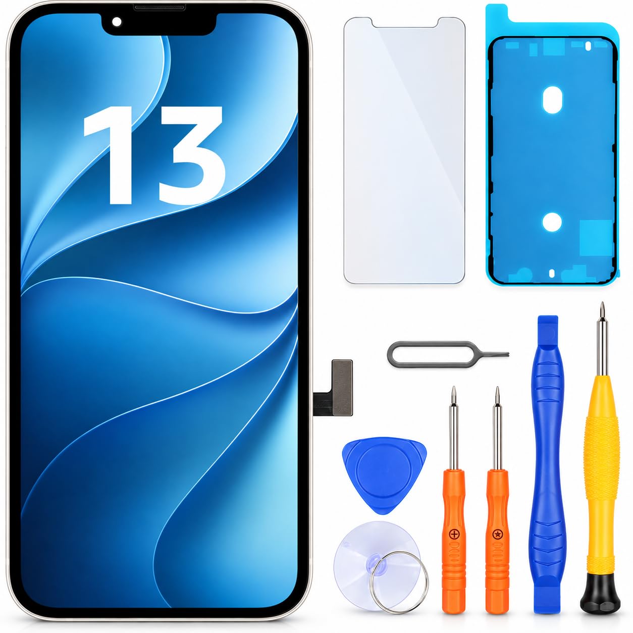 LL TRADER Schermo per iPhone 13 LCD 6,1'' e Kit di Riparazione A | Display FHD con 3D Touch e Digitalizzatore, Dotato di Nastro Adesivo Impermeabile e Pellicola Protettiva