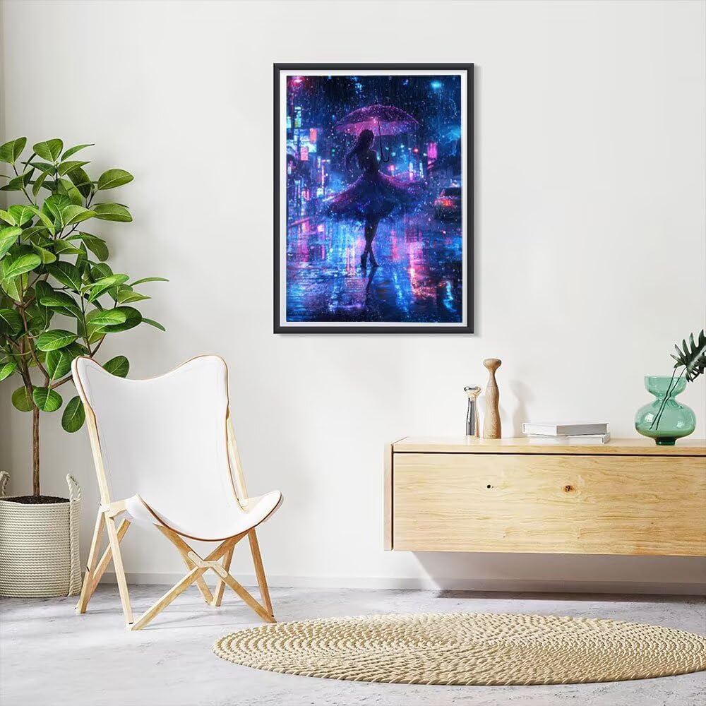 5D Diamond Painting Adult Sets, Regentag Frau DIY Anfänger Mosaik Malerei, Stickerei Leinwand, Kristall Beads Kunsthand Werk, Wohnungseinrichtung wall Dekoration, für Geschenke Frauen 90x180cm P3CL842