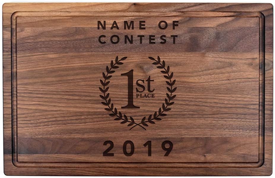 Name of Contest-Wooden Cutting Board for Kitchen Juice Groove Natural Custom Engraved in USA, Cook Contest Chef Reward Chili Cook Off Party Favor, Prize Winner (Walnut 11x17)