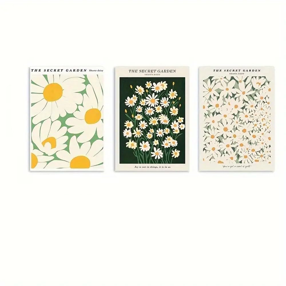 WBYZAC Art Prints-Modern Abstract Flower Print Plant Wall Poster, Pastoral Canvas Painting Wall Art Bedroom Living Kitchen Room Decor Artwork-50 * 60cm*3PCS (No Frame)