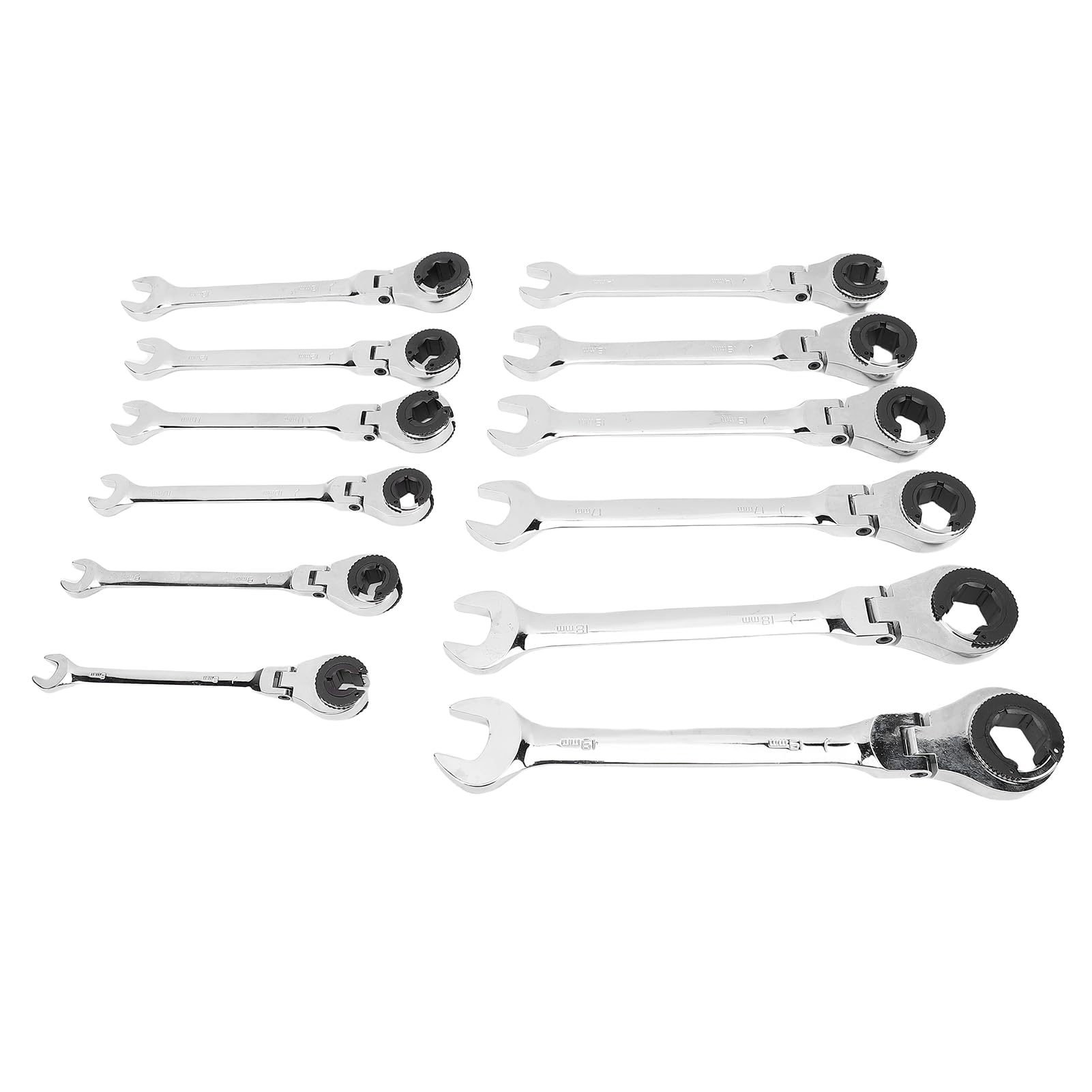 Juego de 12 Llaves de Trinquete de Extremo Abierto, CRV 72T 180° Liberación Rápida, Llave Ratcheting para Tuberías de, Frenos y AC con de de 5 Grados