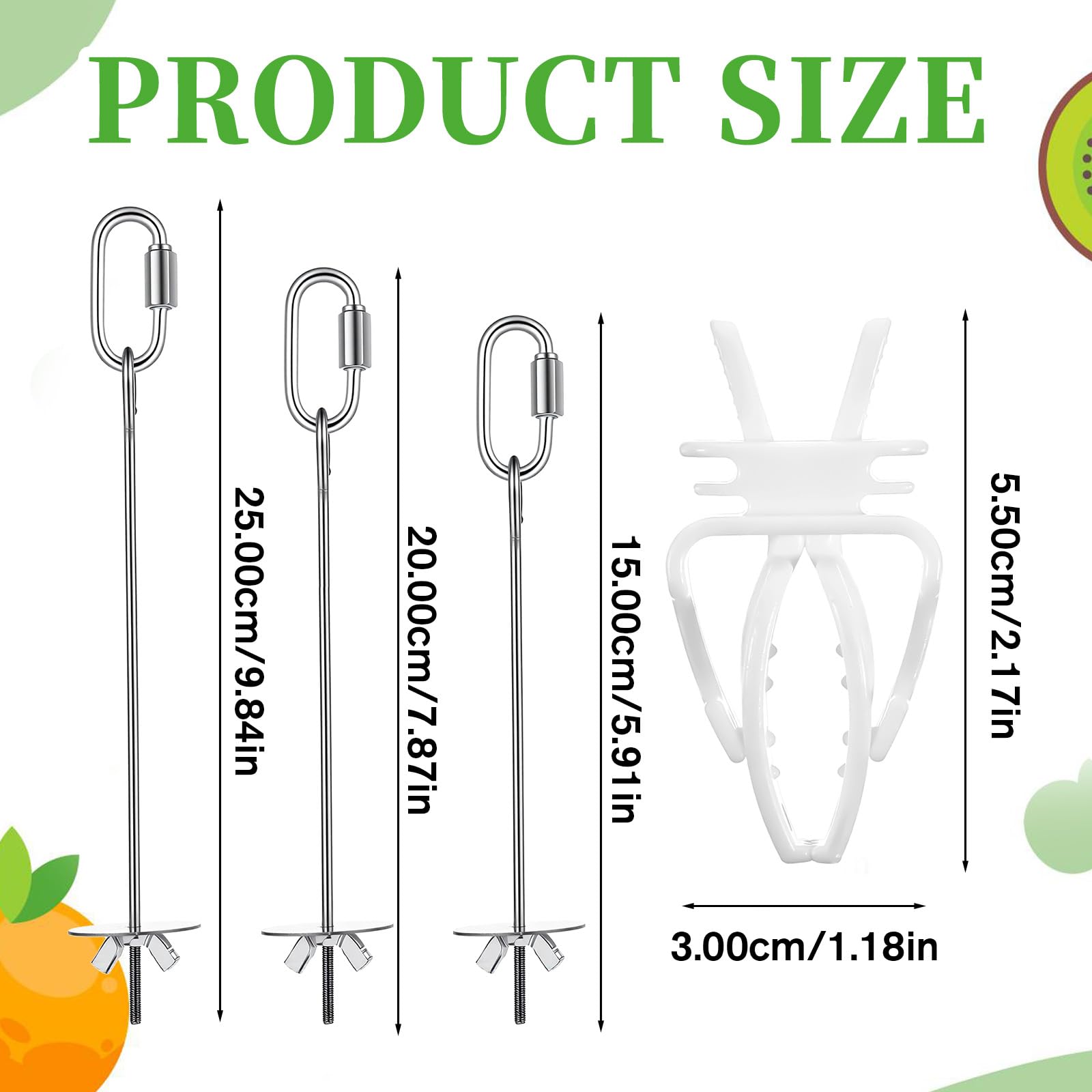 6 PCS Bird Treats Skewer, Parakeet Hanging Food Holder, Bird Cage Food Holders, Stainless Steel Fruit Vegetable Stick Holder for Hanging Birds Foraging Toys for Macaw Parakeet Budgie (3 Sizes) - image 2