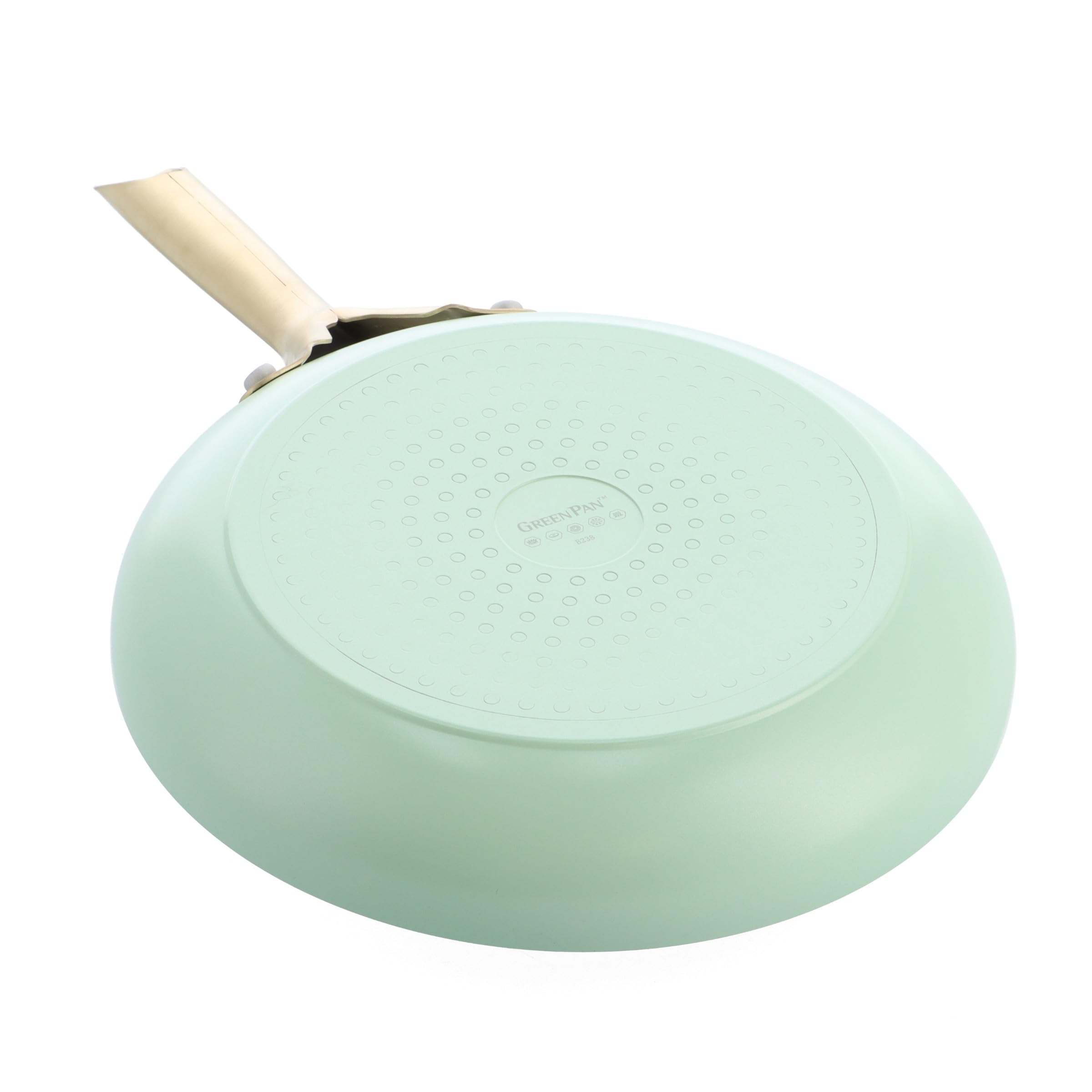 GreenPan Shades Set di 3 Padelle Antiaderenti in Ceramica Ø 20/24/28 cm, Senza PFAS, Adatte all'Induzione, Manici in Acciaio Inox Color Champagne, Lavabili in Lavastoviglie, Naturale
