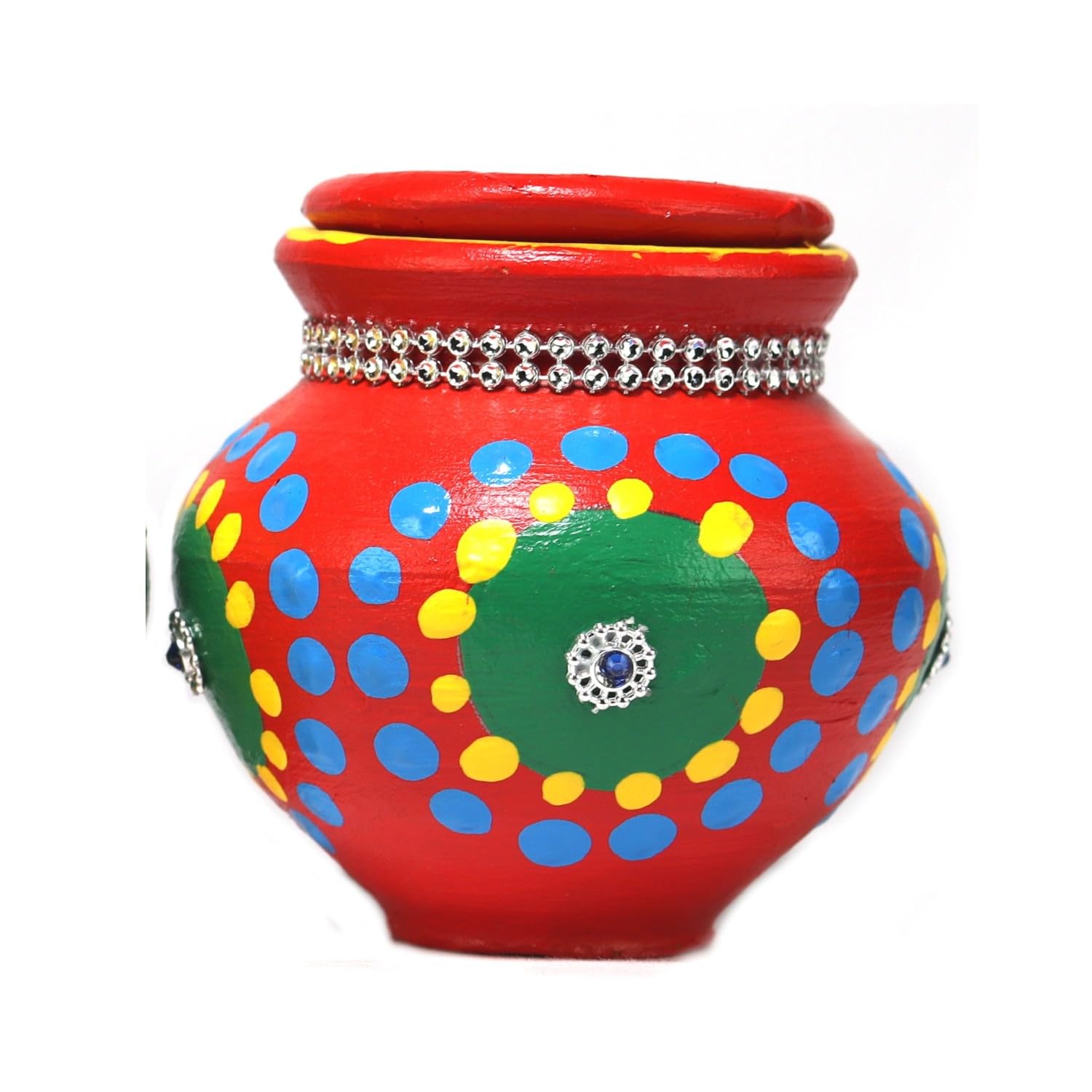 Ashirwad Mitti Kalash Soil Earthen Clay Terracotta Mud Mati for Puja Marriages Karvachoth Pot Grahpravesh Earthenware | AE000271-10 (3 inch D1 Red) — image 1