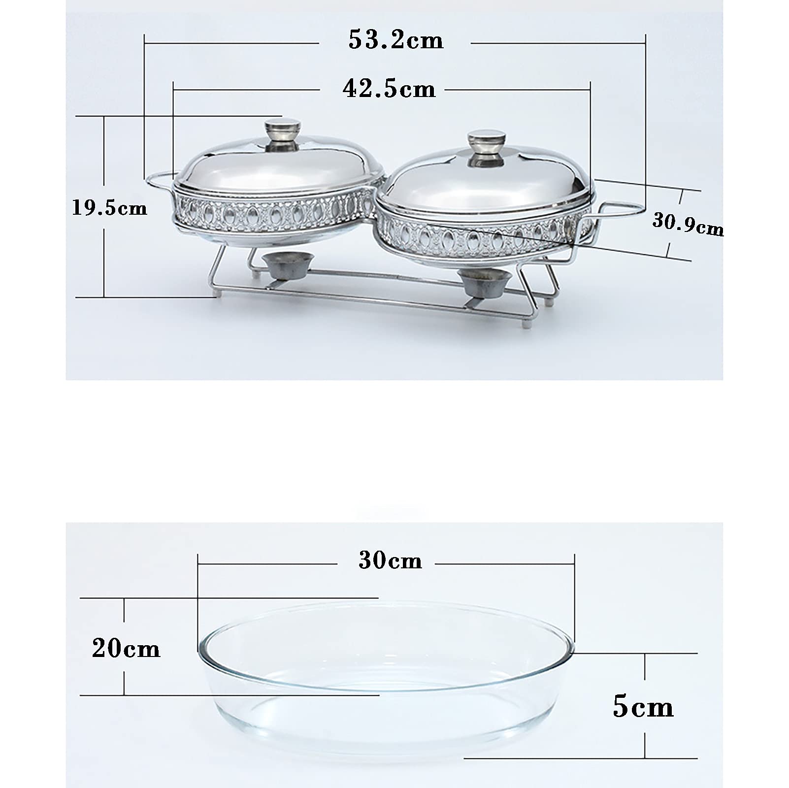 Set da Buffet per Scaldavivande in Acciaio Inossidabile da 3 Quart, Set Chafer con Coperchio, Scaldavivande per Feste Cucina Banchetti Pranzo,Gold