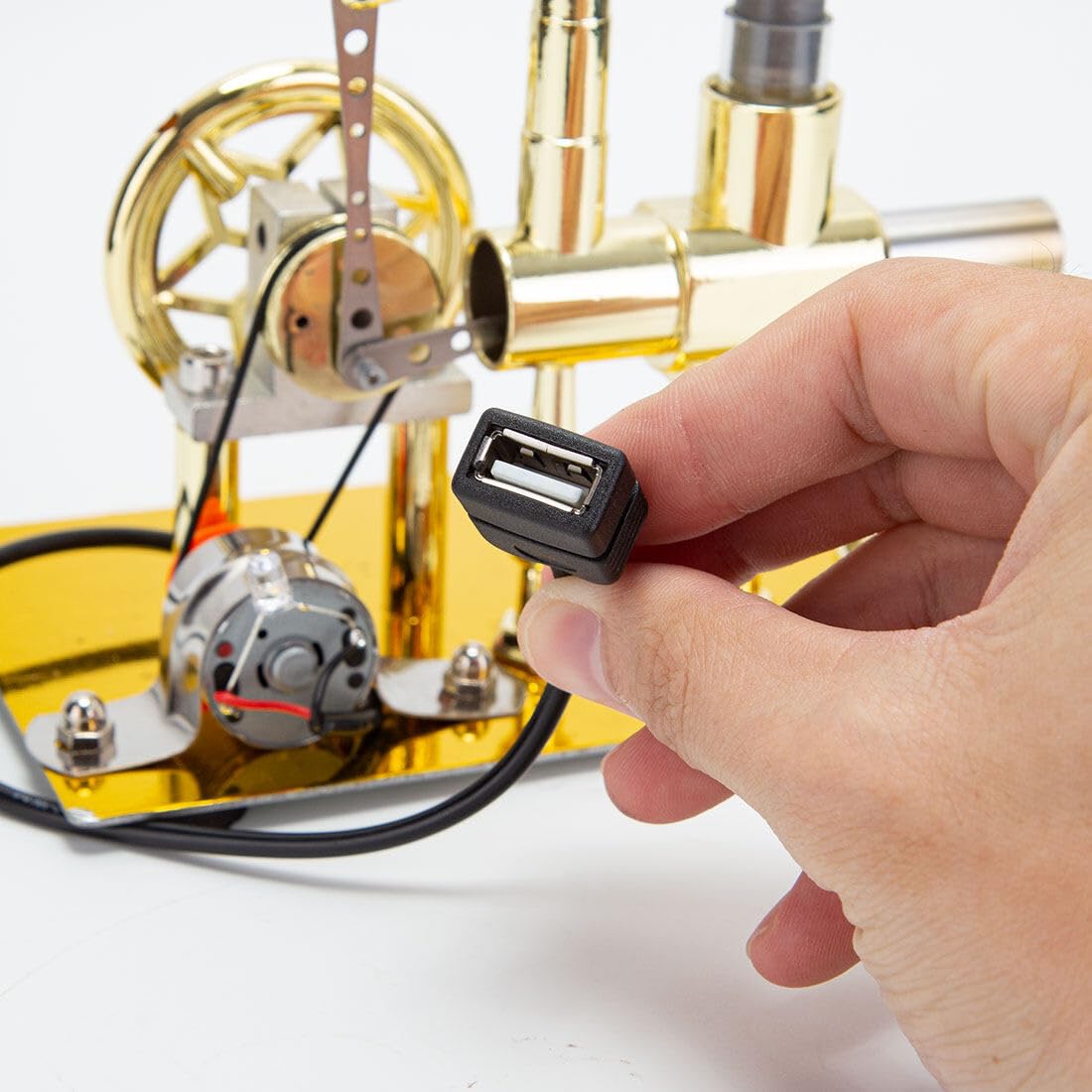 Joytopiaminds Heißluft-Stirlingmotor mit USB-Beleuchtung, Einzylinder-Modell eines Stirlingmotors mit Ausgleichsfunktion für Technikbegeisterte und Physik-Experimente
