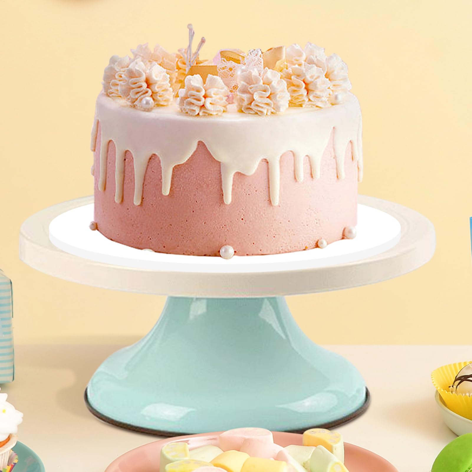 Genérico Base Giratoria Para Decorar Tarta | Base De Servir Postre 25 Cm Mesa | Plato Giratorio Pasteleria Para Postres Casa | Para Hogar Fiestas Cumpleaños Y Bodas