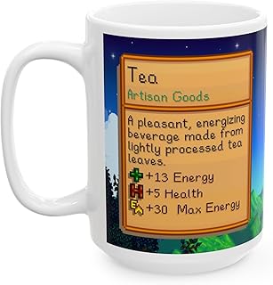 Stardew Valley Game Tea Mug Drink Coffee Cup, Gift for Video Game Lover Farm Adventure Gaming For Family Friends (White, 15oz)