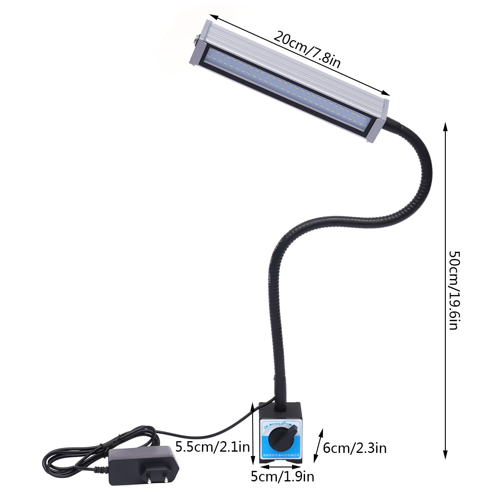10W Maschinenlampe - Magnetfuß Magnetische 60 LED-Perlen Drehmaschine Lampe Flexibel Wasserdicht Arm Licht für Handwerk, Werkbank, 360° Willkürliches Biegen, Schwarz, Aluminium