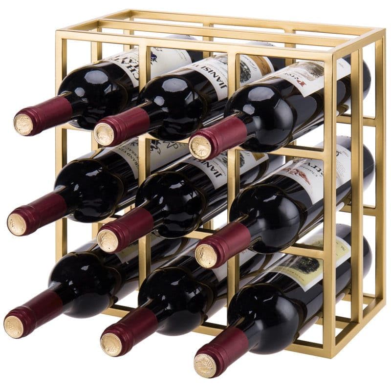 Stand Wallah 9 Bottle Tabletop Wine Bottle Rack, Gold Metal Countertop Storage Organizer, Freestanding WineHolder Display for Kitchen, Dining Room, Home Bar, Wine Cellar-image-37