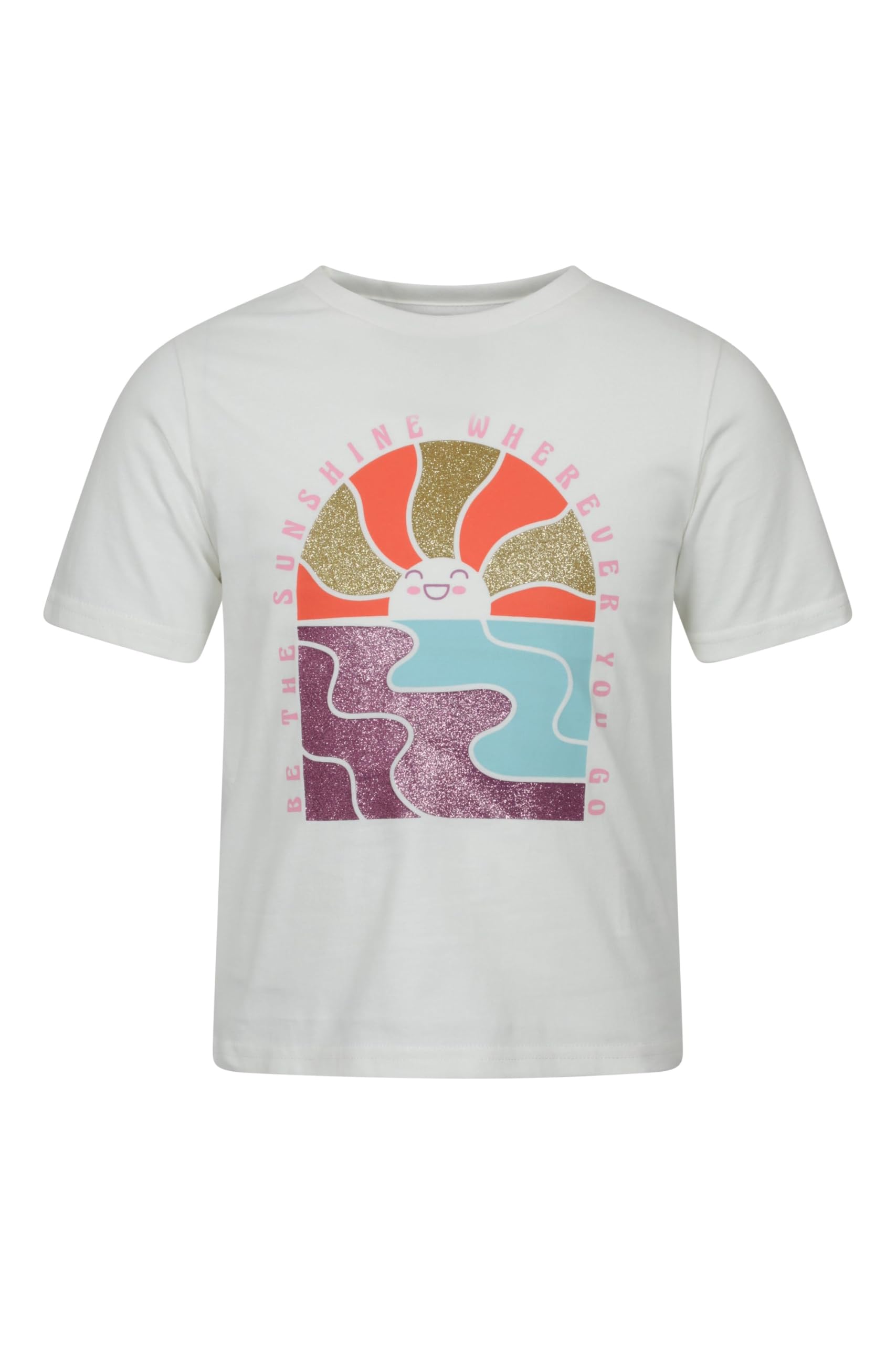 Mountain Warehouse Sequin Sunrise Kids Tee Off White Kids Size 5-6 Years