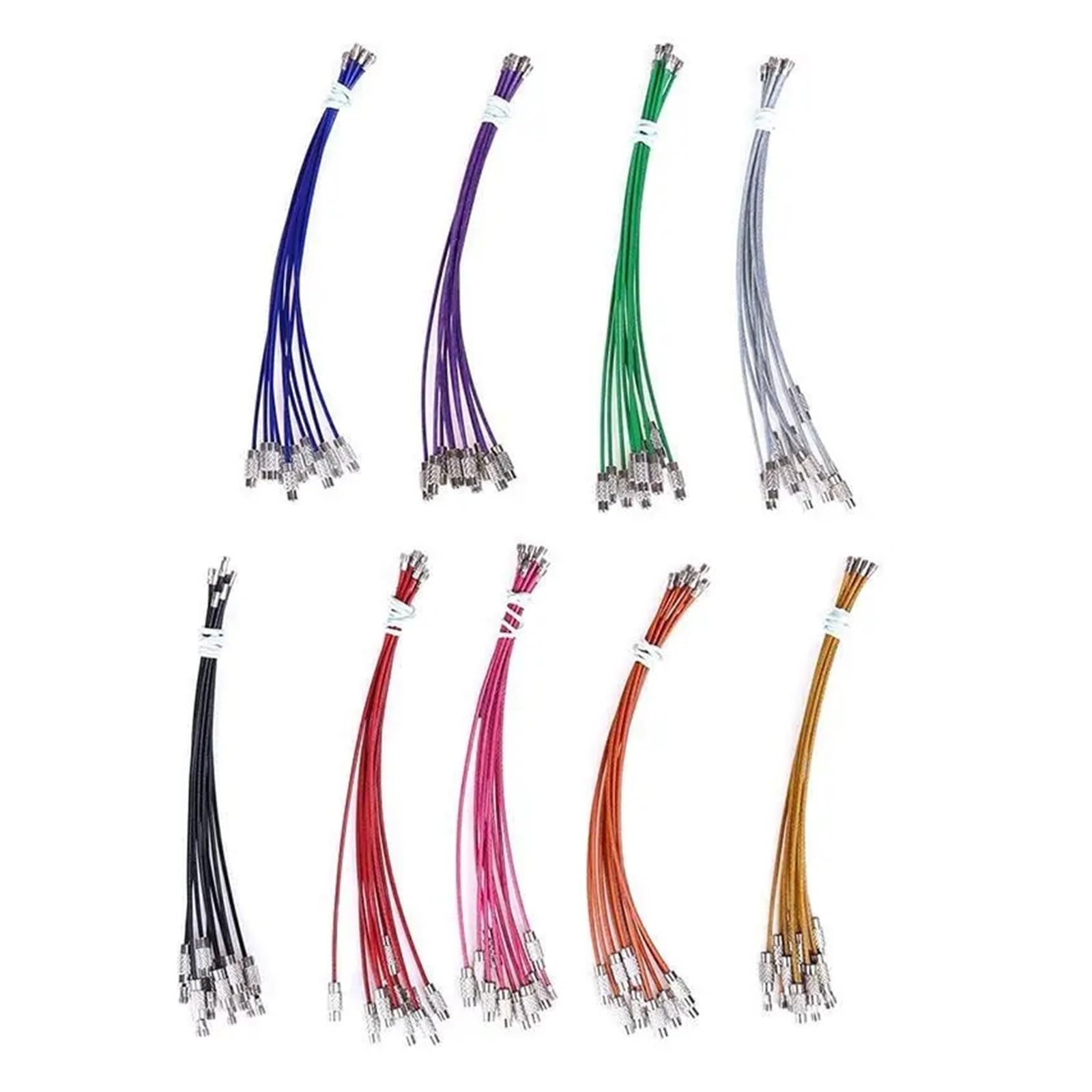 10 portachiavi in filo di acciaio inox da 1,5 x 150 mm con chiusura a vite, anello portachiavi resistente per campeggio, bagagli, gadget EDC