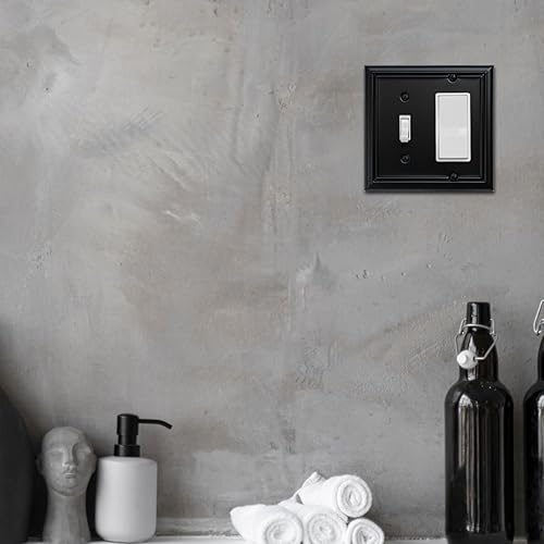 Vista 36 de Adler - Cubierta de pared de metal para interruptor de luz cuádruple, paquete de 2 unidades, color negro, 4 bandas, para interruptor de atenuación