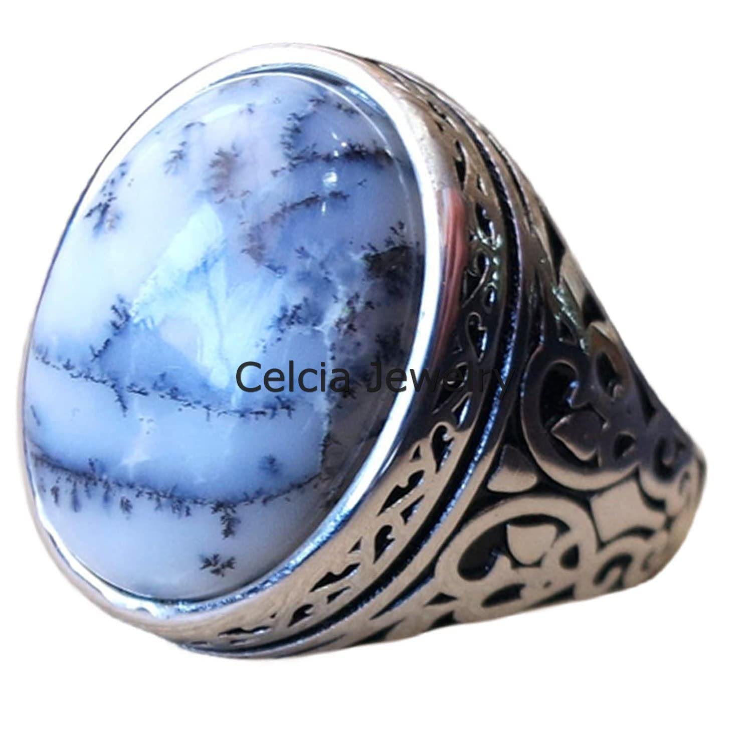 Anello ovale cabochon pietra preziosa viola agata ametista, anello di dichiarazione, anello sigillo, regali per la festa del papà, anello d'argento ossidato, regali di pietra di nascita di febbraio
