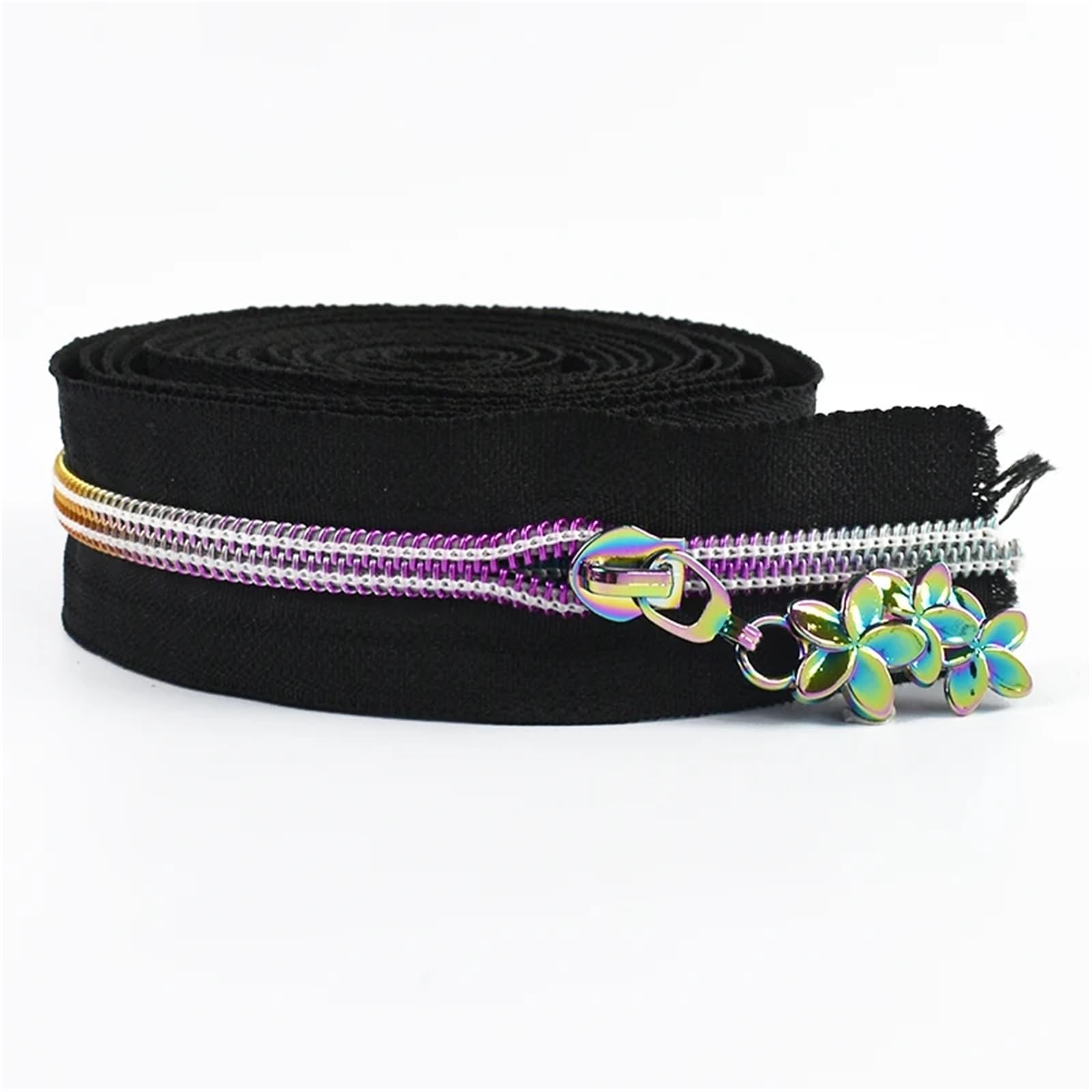 Two Way Zipper 2/3/5/10M 5# Nylon Zipper with Slider Flower Zips Puller Decor Zippers for Bag Garment Zip Closure Repair Kit Sewing Accessories for Jackets(Colored,3Meters 3Pcs Sliders)