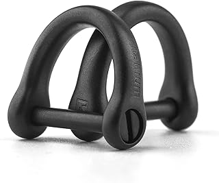 TISUR Titanium Key Ringï¼ŒD-Rings Key Rings for Keychains Heavy Duty with Screw Shackle, Car Key Chain Ring for Men and Women 2 Pcs (Black Matte L)