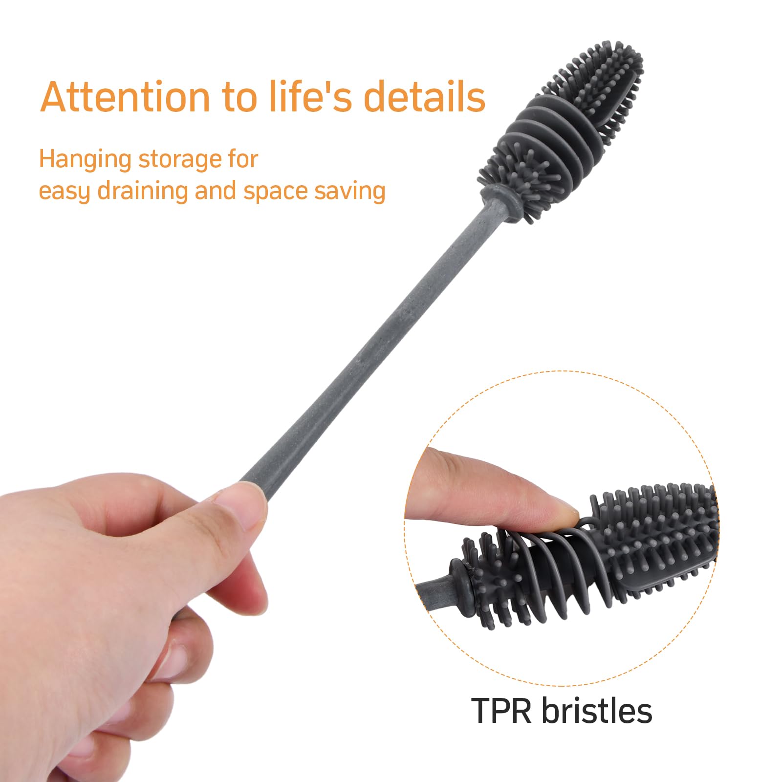 4 Spazzole Per Bottiglie In Silicone - Con Manico Lungo E Corto, Per Pulizia Biberon, Tazze E Vasetti - Foto 3