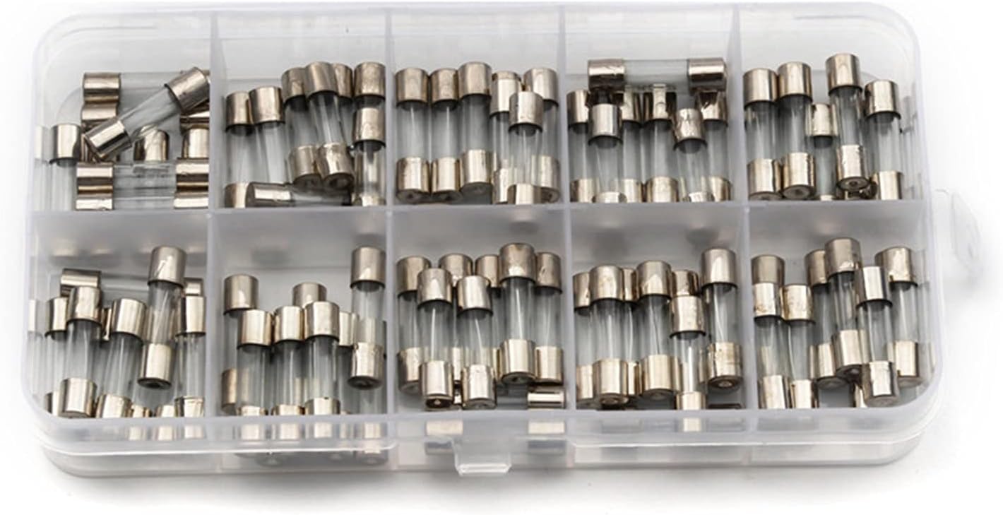 Fuse 100/72pcs 5x20mm 0.2-30A Quick Blow Glass Tube Fuse Assortment Kit 250V Fast-Blow Glass Fuses(100pcs 0.2-15a)