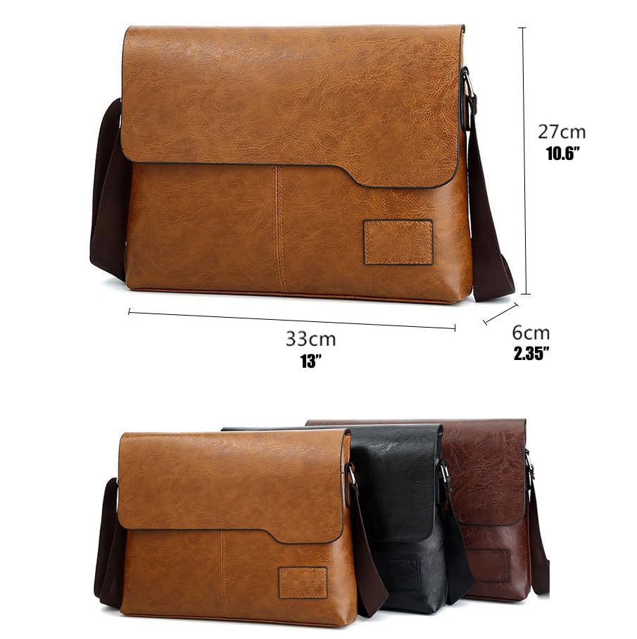 PORT&LOTUS Messenger Bags for Men - Small PU Leather Crossbody Bags4