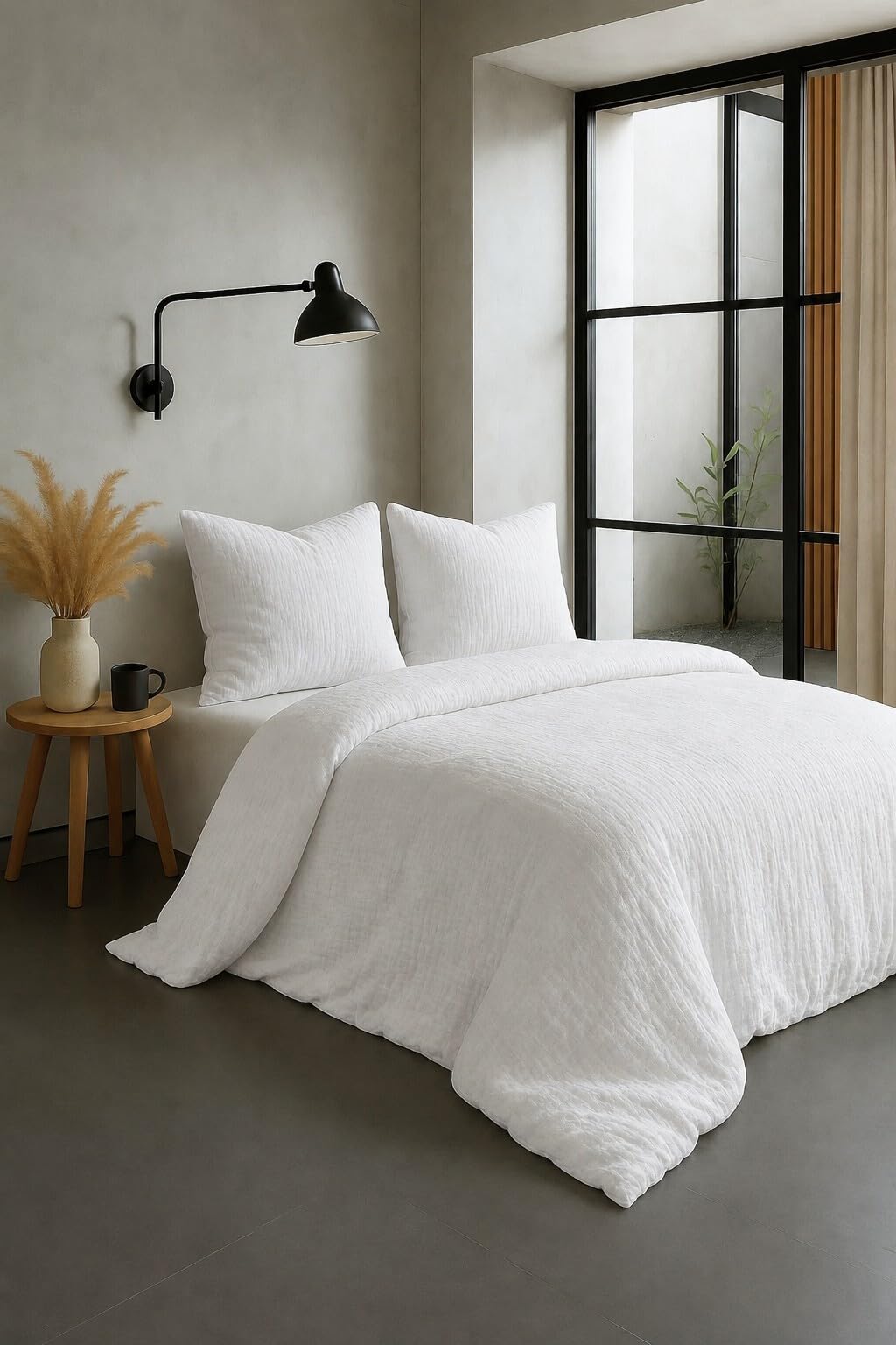 HOME LINGE PASSION Parure de Couette en Gaze de Coton 240x260 cm Blanc