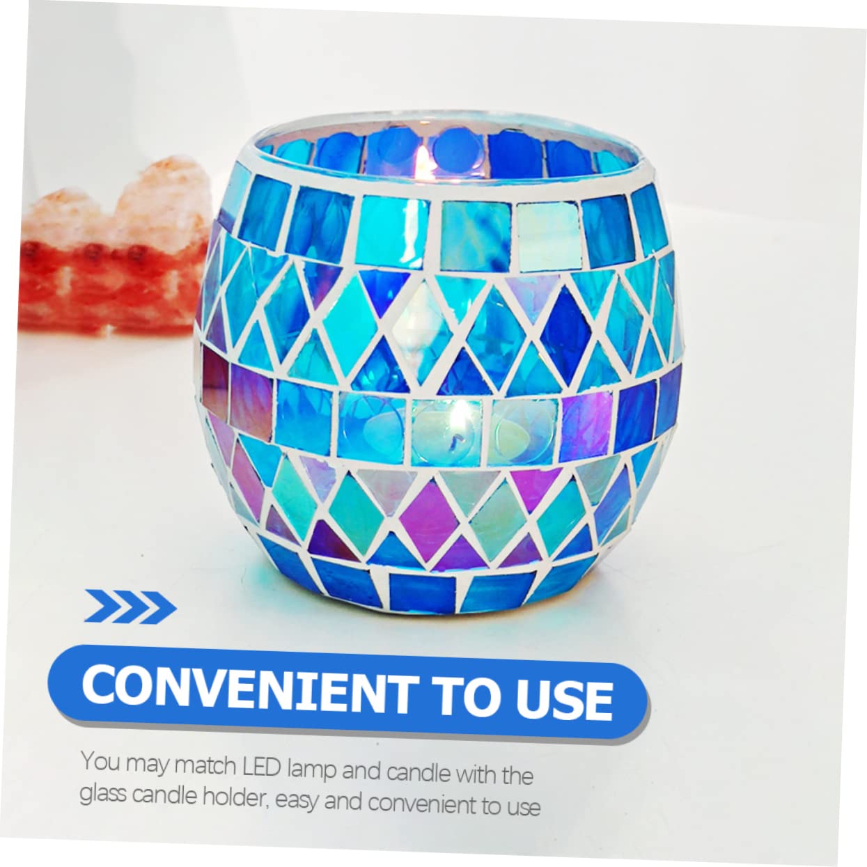 Amosfun Portacandele Design Unico e Raffinato in Mosaico Uso Prolungato Garantito Decorativo per Candele LED e Tradizionali per Ricevimento e Matrimonio