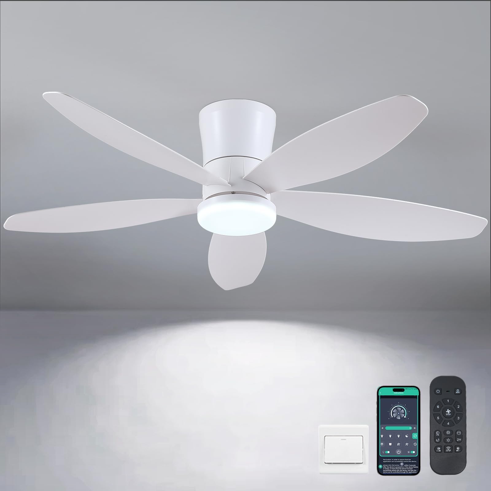 Surtime 48-inch Ceiling Fan components laid out