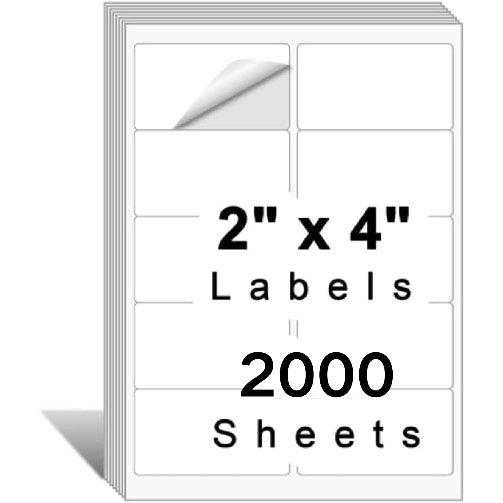 10up Shipping Address Labels 2" X 4" Label, Matte Stickers Paper Compatible with Laser & Ink Jet Printers, 2000 Sheets-20000 Labels